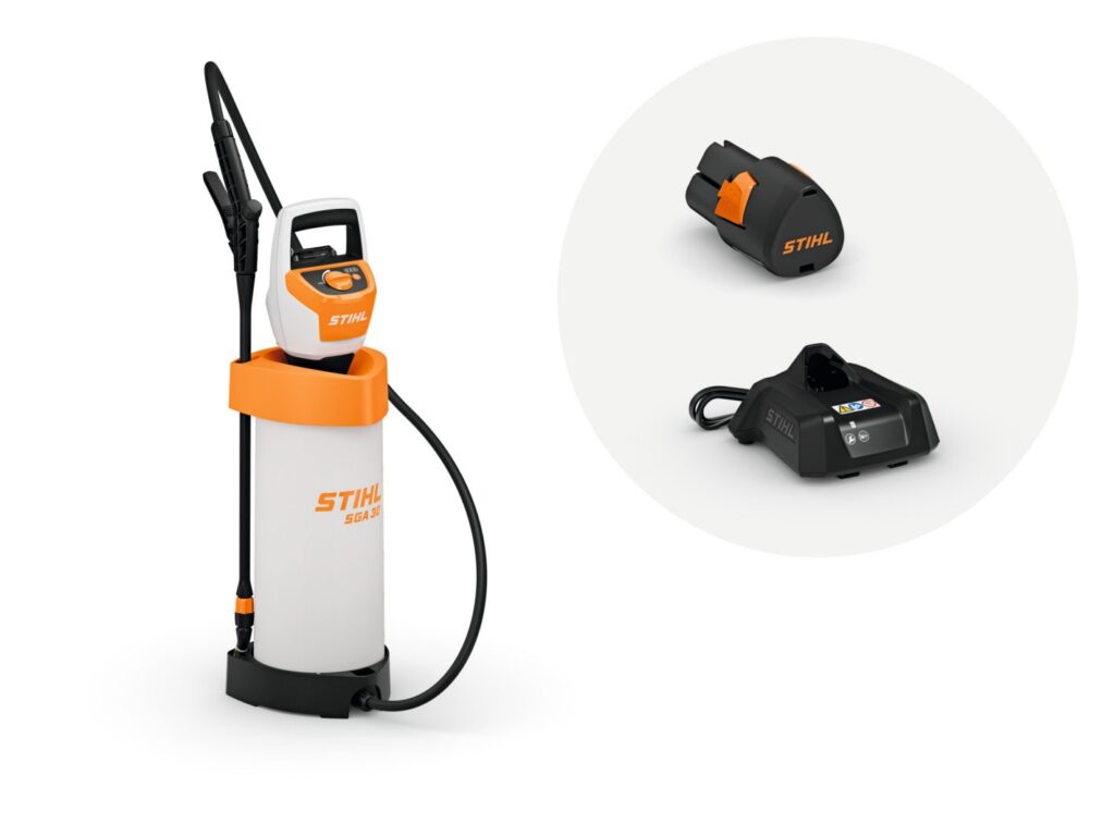 Pulverizador de acumulador SGA 30 con una batería AS 2 y un cargador AL 1