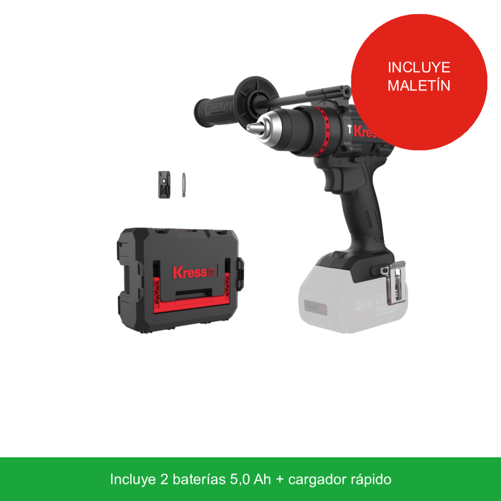 Kress KUC33.1 — Taladro percutor sin escobillas 95 Nm 20V