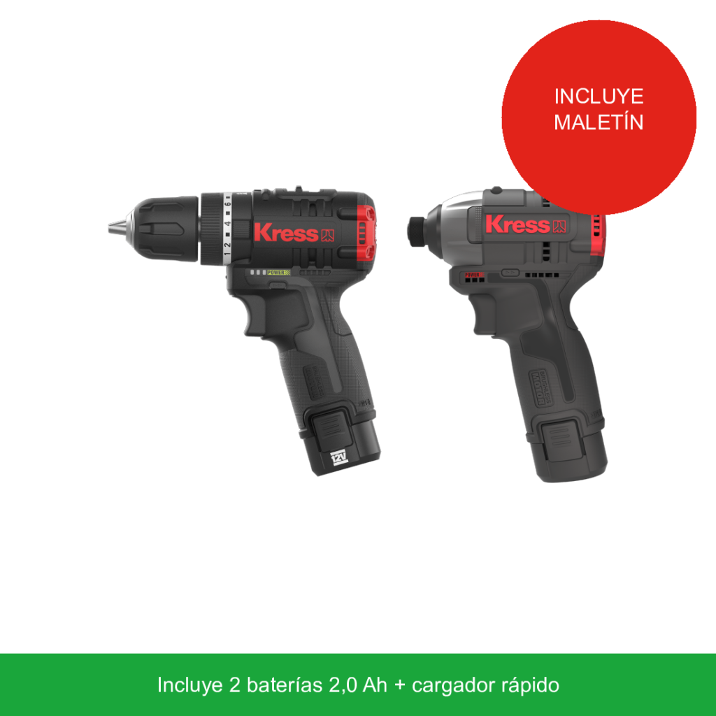 Kress KUG02 — Combo 12V: taladro KUC12 + atornillador de impacto KUB50.2